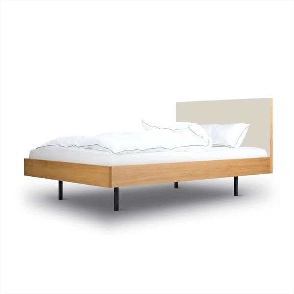 BARTMANN Unidorm Classic - Holzbett aus Eiche mit Kopfteil aus Linoleum