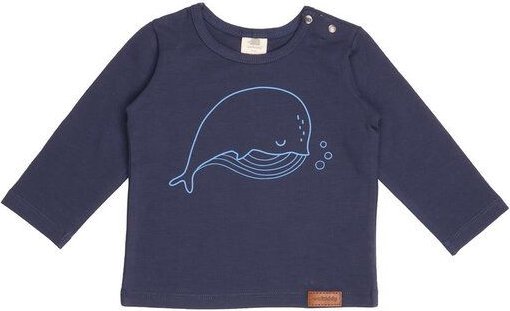 Baby Langarmshirt GOTS zertifiziert, 95% Bio-Baumwolle, dunkelblau, weich & elastisch, Frontmotiv – Walkiddy