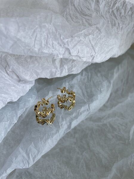 noemvri fashion label Logo Ear Hoops small