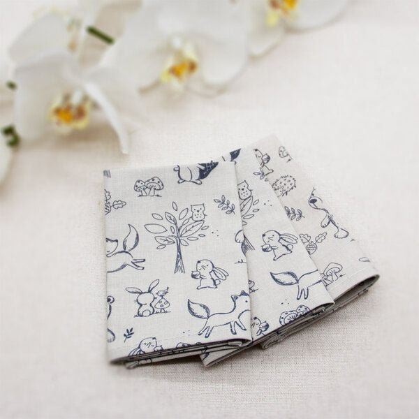 OrganicMom® 3 handgenähte Kinder-Taschentücher inkl. Beutel - Bio-Baumwolle