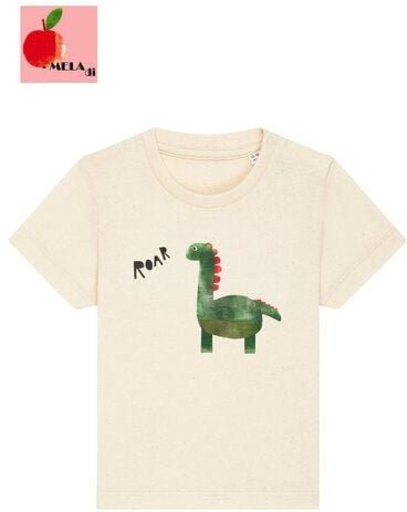 Meladi Kinder Baby-Shirt aus Biobaumwolle - Dinosaurier auf Natural Raw