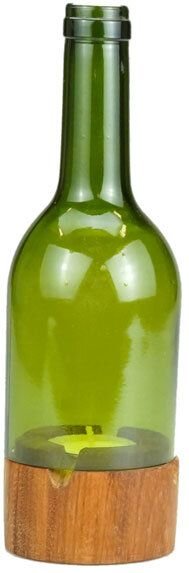 Chako Zanzibar Upcycling Kerzenhalter - Insight - Grün/Klar - Weinflasche