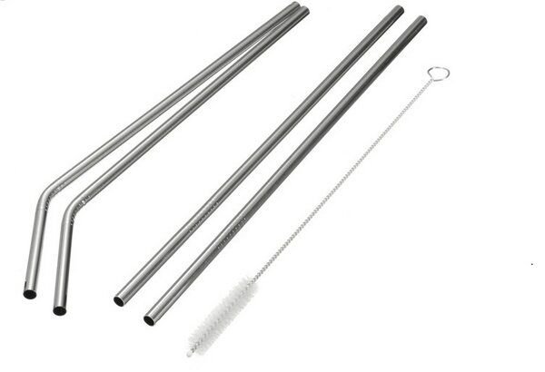 Made Sustained Trinkhalme Edelstahl mit Reinigungsbürste