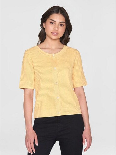 KnowledgeCotton Apparel Gestrickter Kurzarm Cardigan aus Bio-Baumwolle und Modal