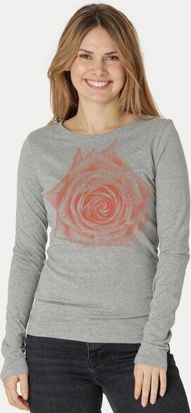 Peaces.bio - handbedruckte Biomode Bio-Damen-Langarmshirt Rose