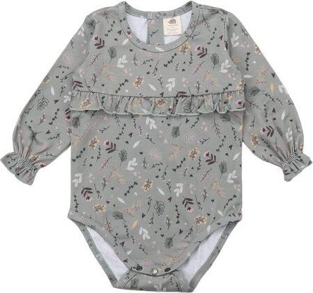 Walkiddy Tiny Flowers Bio-Baumwoll Trägerbody - Nachhaltig, Allergiefrei & Fair Trade - Frill Body, Grün – GOTS zertifiz...