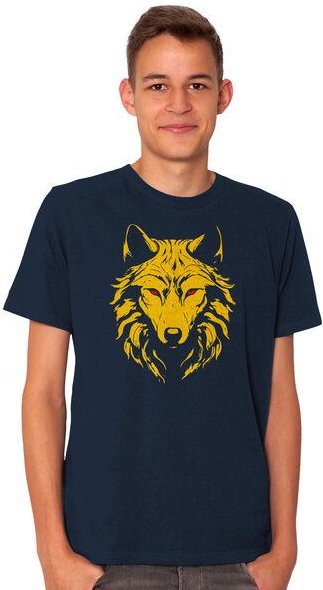HANDGEDRUCKT "Wolf" Männer T-Shirt