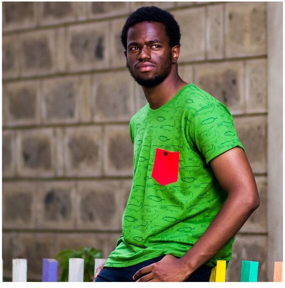 Kipepeo-Clothing Gemustertes Herren T-Shirt aus Bio-Baumwolle mit Brusttasche CROCODILES