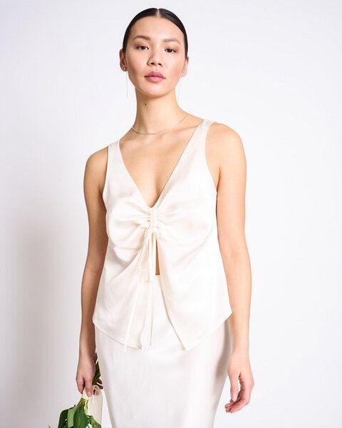 JAN 'N JUNE RUFFLED V-NECK TOP TALARA