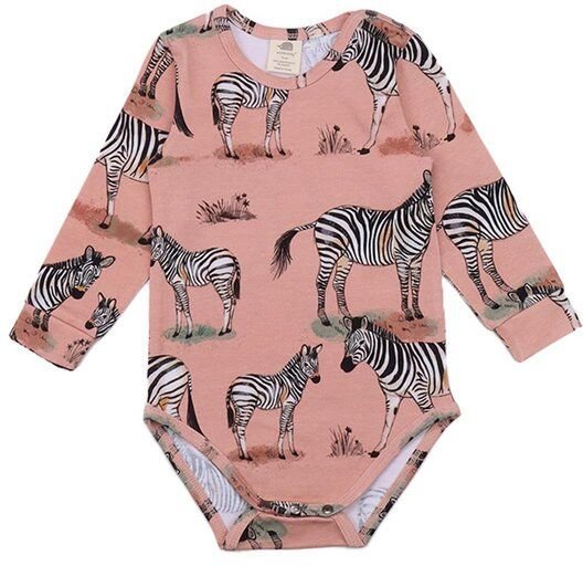 Baby Langarm Body Rosa Zebra Family – Bio Baumwolle, Walkiddy, Umweltfreundlich, Allergikerfreundlich, GOTS-zertifiziert...