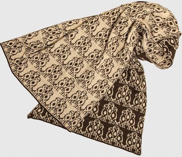 LANARTO slow fashion Schal "Erdmännchen" zweifarbig gestrickt aus mulesingfreier Merinowolle