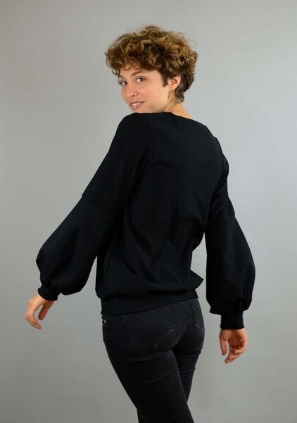 ManduTrap Bio Baumwolle, Pullover, Sweater "Caro" mit Ballonärmeln in rot, schwarz oder gelb