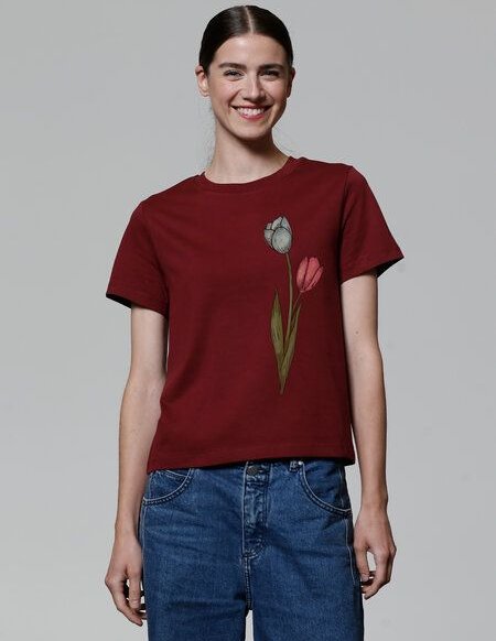 watapparel T-Shirt Frauen Blume in Wasserfarbe 05