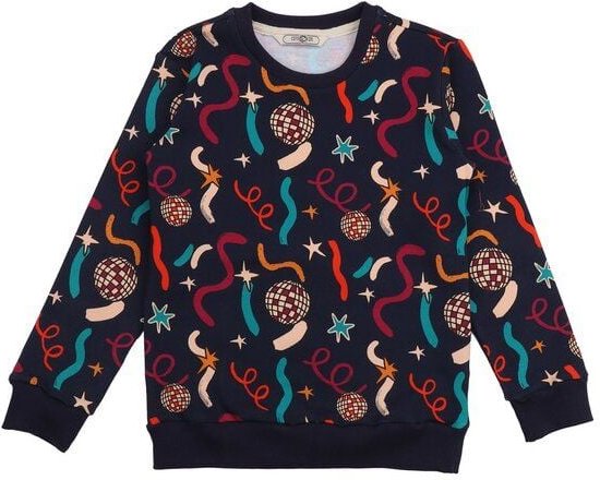 Cotokids Kinder Sweatshirt GOTS zertifiziert, Bio-Baumwolle, dunkel, Party-Muster, weich, bequemer Schnitt – Walkiddy