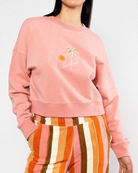 Blutsgeschwister Crew Core Sweatshirt - Happy Beach Palms Pink