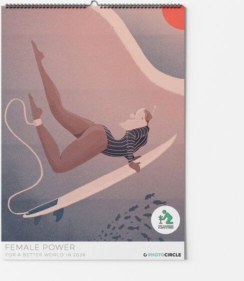 Photocircle Female Power Design Wandkalender 2026 mit Illustrationen von Veronika Grenzebach
