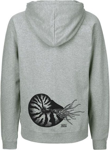 HANDGEDRUCKT "Nautilus" Männer Zip Hoody aus reiner Biobaumwolle (kbA)