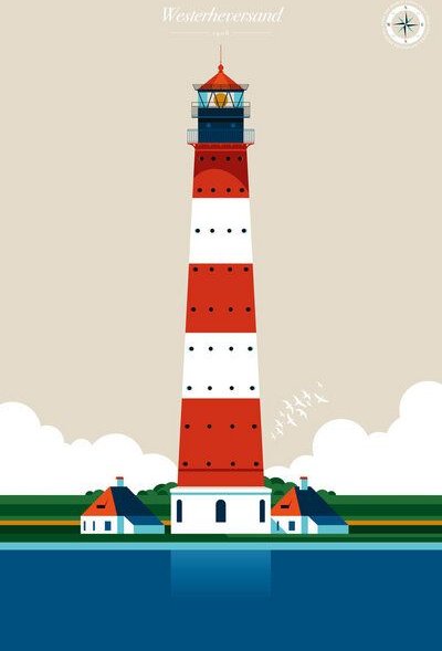 Photocircle Poster / Leinwandbild - Leuchtturm Westerheversand