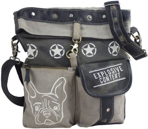 Thumbnail - Sunsa Umhängetasche Canvas Tasche graue Schultertasche große Damentasche