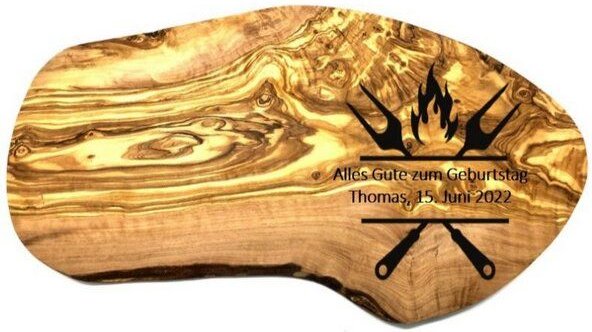 Olivenholz erleben Schneidebrett rustikal aus Olivenholz inklusive Große Gravur