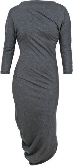 Lena Schokolade Kleid asymmetrisch anthrazit meliert