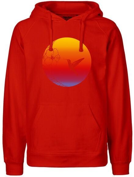 HANDGEDRUCKT "Kolibri" Männer Hoody aus reiner Biobaumwolle (kbA)