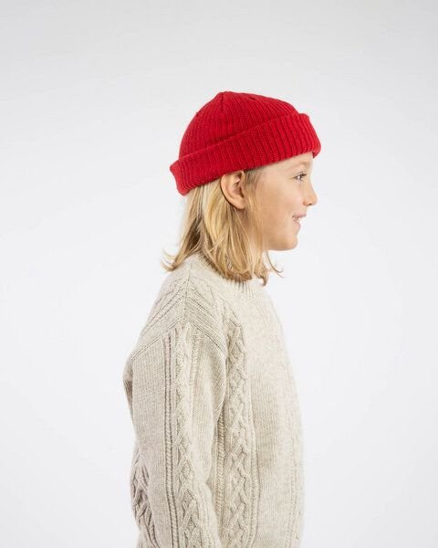 Matona Strickbeanie für Kinder, Frauen und Männer aus Bio-Baumwolle und Lammwolle / Fisherman Beanie