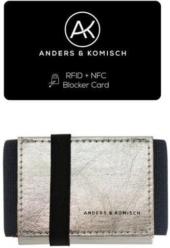 ANDERS & KOMISCH Kleiner Geldbeutel mit RFID- & NFC Schutz Karte – A&K MINI Portemonnaie Silber