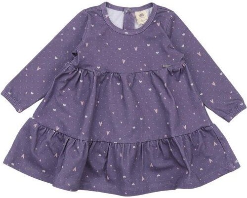 Walkiddy Bio-Baumwolle Kinderkleid Hearts Frill Dress Lila - GOTS-zertifiziert, Herz-Design, Nachhaltig & Fair produzier...