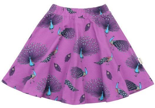 Thumbnail - Kinder Rock GOTS-zertifiziert aus Bio-Baumwolle lila mit Pfauenfeder-Muster – Walkiddy