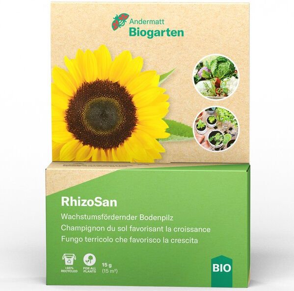 Andermatt Biogarten RhizoSan – unterstützt Wurzelentwicklung und Pflanzenvitalität durch nützliche Bodenpilze