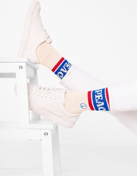 Natural Vibes Socken Peace | Bio GOTS | Tennissocken | Bunte Socken | Herren Damen Socken | Peace & Love