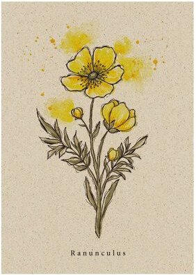 matabooks® Vintage botanische A6 Postkarte mit Blumenmotiv aus nachhaltigem Graspapier