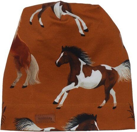 Mütze Bio Baumwolle Baby Braun Pferde - Walkiddy "Joyful Horses", nachhaltig, umweltfreundlich, GOTS-zertifiziert, 95% B...