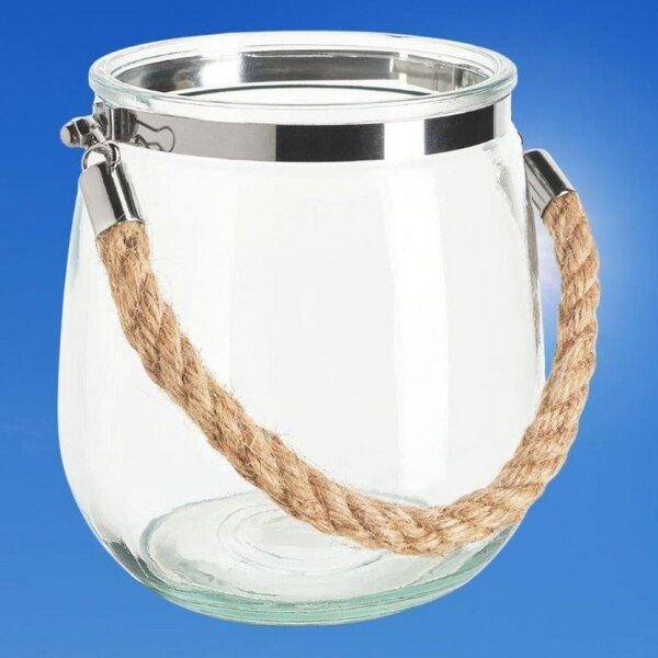 ReineNatur Windlicht aus Glas mit Jutekordel - Laterne -Glas