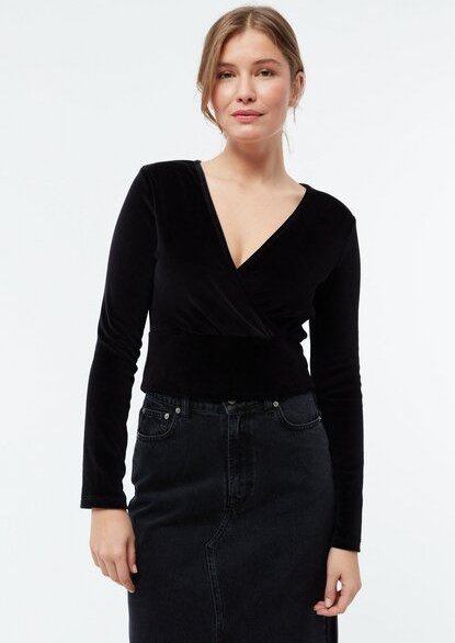 Givn Berlin Samtoberteil GBHAILEY mit Wickeloptik - Black