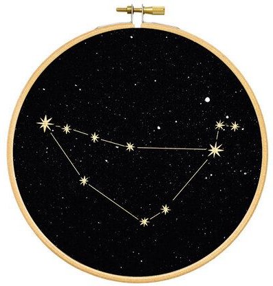 renna deluxe Sternzeichen in Gold als Bild im Stickrahmen