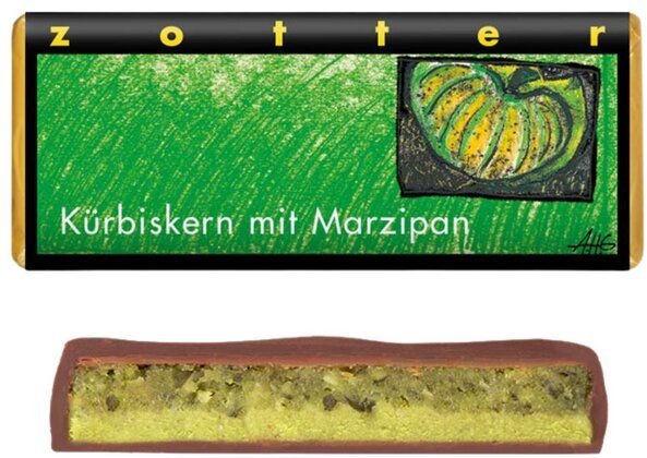 Zotter Schokolade handgeschöpft Kürbiskern mit Marzipan 70 g