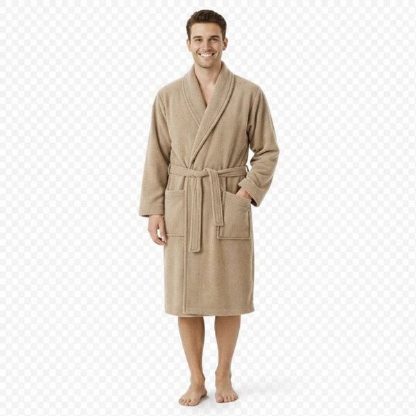 Bruno Barella Herren Bademantel 100 % Biobaumwolle aus der türkischen Ägäis in Anthrazit, Sand, Navy – flauschig & saugf...