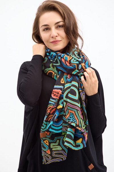 Schal Wind - Farbenfroh - ethno Muster - Bio-Baumwolle Musselin - KOKOworld Design - Fair produziert in EU