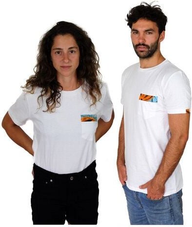 Bio T-shirt - Kitenge African Ethno Pocket - Unisex - Schwarz & Weiß - Maembe