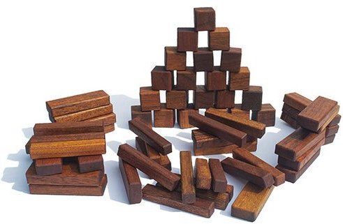 BAGHI Holz-Bauklötzchen aus upcycling Akazienholz