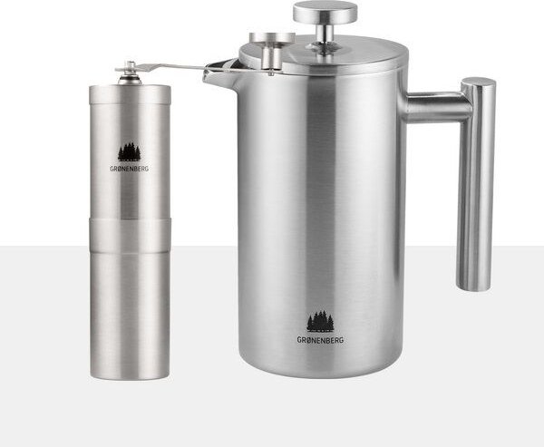 GROENENBERG Kaffee Spar Set 1 | French Press Thermo (3 Größen) + Kaffeemühle