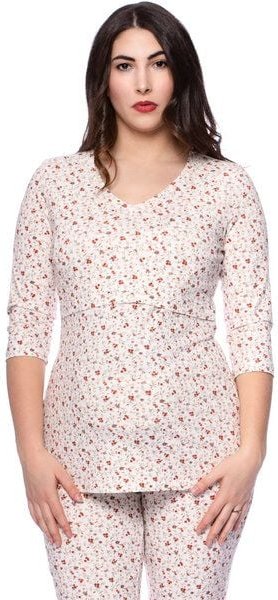 Milchshake Lounge- und Pyjama Umstands- und Stillshirt V-Neck 3/4 Arm aus Bio Baumwolle