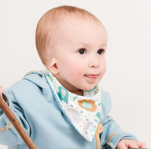 Cheeky Apple Lätzchen aus Bio-Baumwolle "Mini Junge | Dotted Lines Türkis"