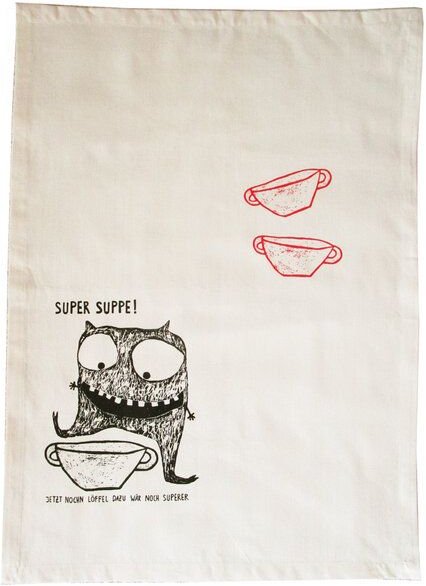 Cherry Bomb Bio Geschirrtuch Super Suppe, Handsiebdruck