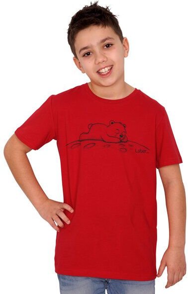 HANDGEDRUCKT "Later" Kinder T-Shirt aus Biobaumwolle (kbA) Bär
