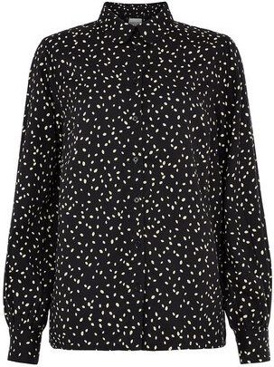 People Tree Schwarze Bluse mit Blätterdruck - Catherine