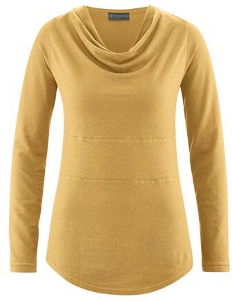 HempAge Damen Langarmshirt mit Wasserfallkragen Hanf/Biobaumwolle