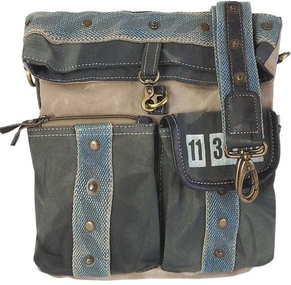 Thumbnail - Sunsa Umhängetasche Canvas Schultertasche mit viel Fächern Unisex Tasche